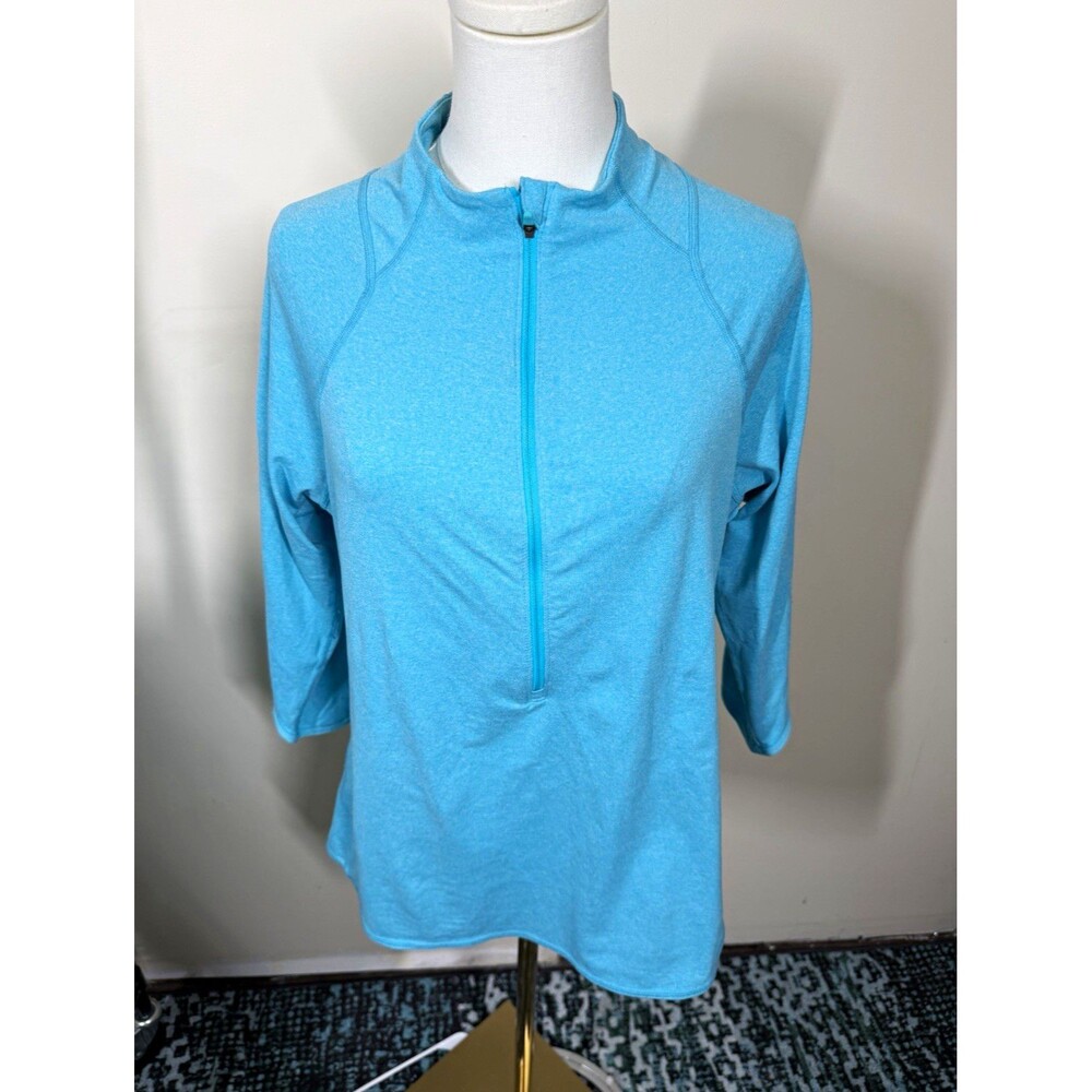 Nike Dri-FIT Womens XL 1/2 Zip Mock Neck Pullover Top Blue 3/4 Sleeve 423